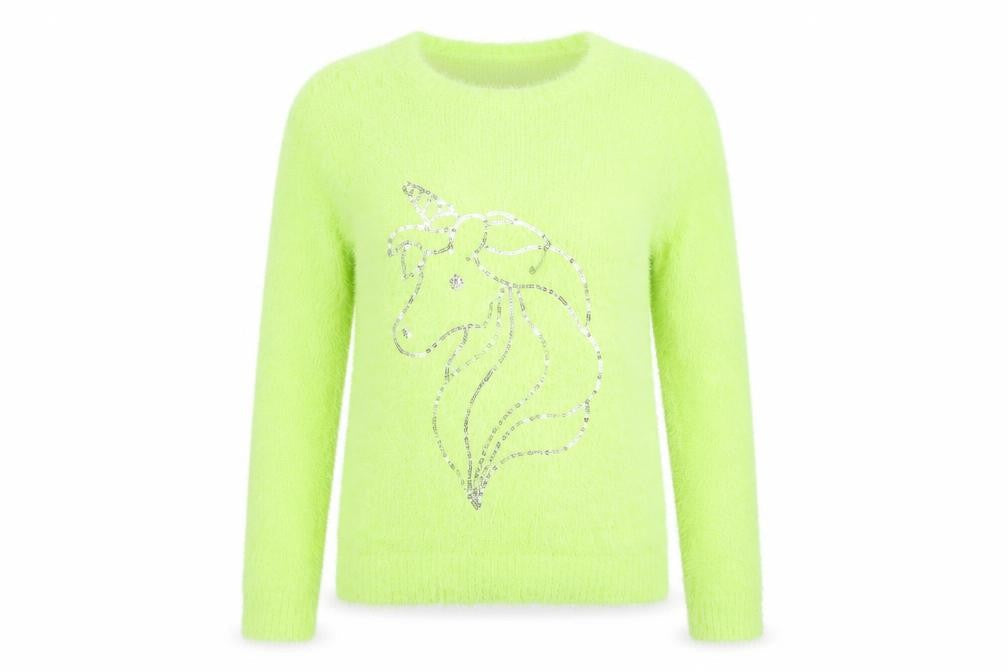 C&A Womens Green Crew Neck Polyester Pullover Jumper Size 10 - Unicorn