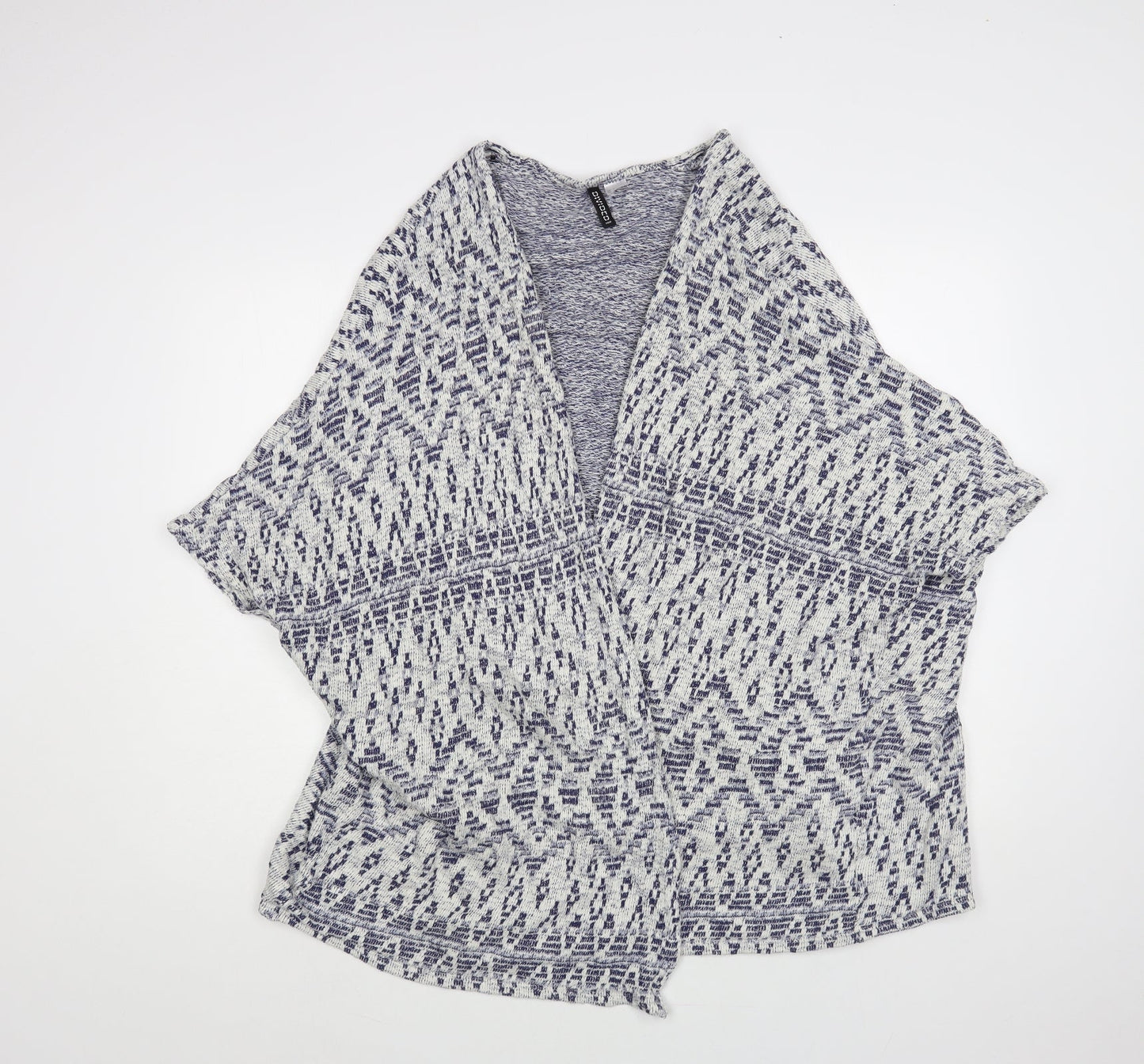 H&M Womens Blue V-Neck Geometric Cotton Cardigan Jumper Size S