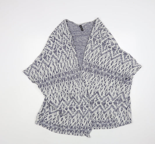 H&M Womens Blue V-Neck Geometric Cotton Cardigan Jumper Size S