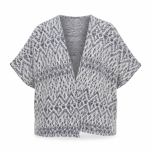H&M Womens Blue V-Neck Geometric Cotton Cardigan Jumper Size S