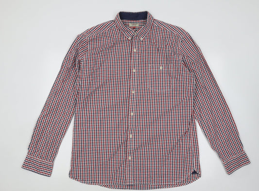 NEXT Mens Red Plaid Cotton Button-Up Size XL Collared Button