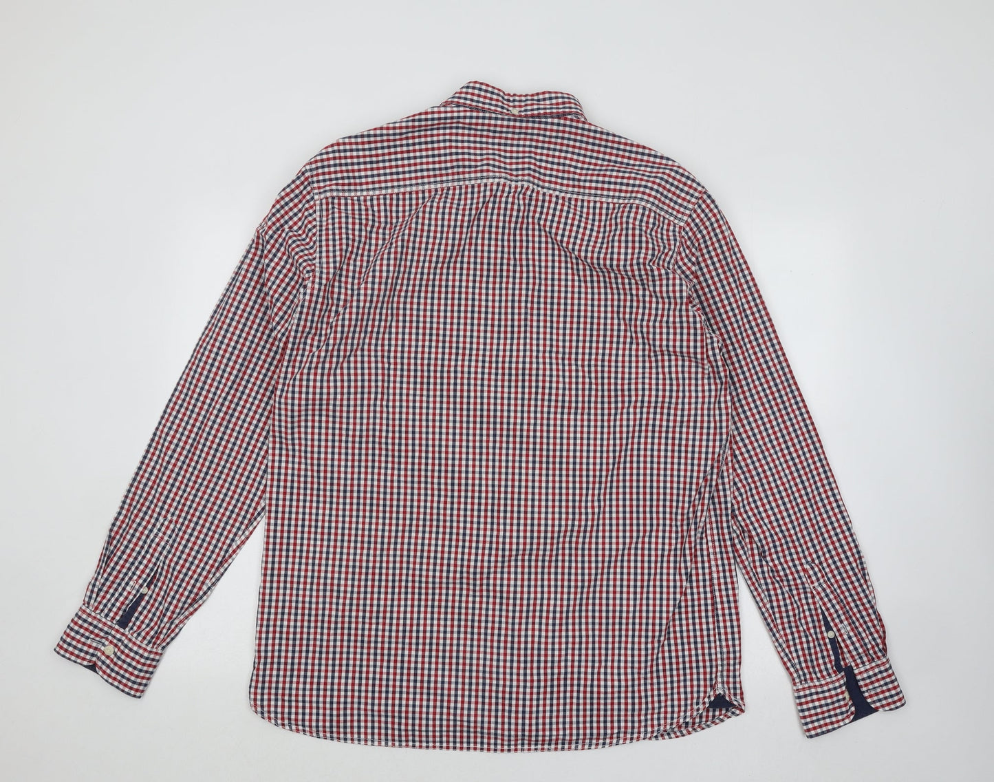 NEXT Mens Red Plaid Cotton Button-Up Size XL Collared Button