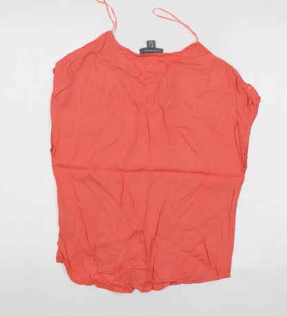 Primark Womens Red Cotton Basic T-Shirt Size 6 Round Neck