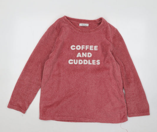 Primark Womens Red Round Neck Polyester Pullover Jumper Size 12 - Coffee and Cuddles