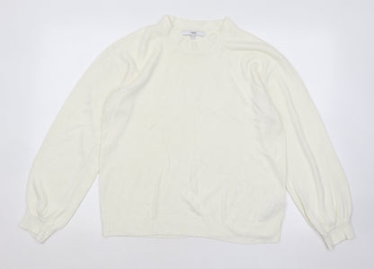 Next Womens Ivory Round Neck Cotton Pullover Jumper Size M