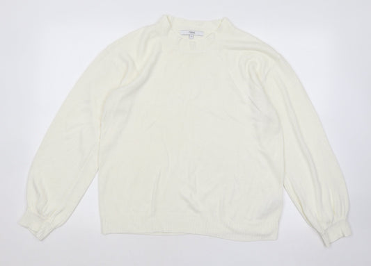 NEXT Womens Ivory Round Neck Cotton Pullover Jumper Size M