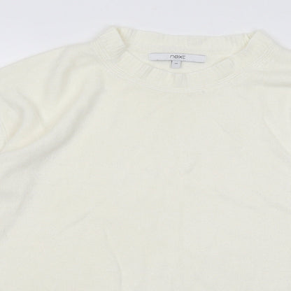 Next Womens Ivory Round Neck Cotton Pullover Jumper Size M