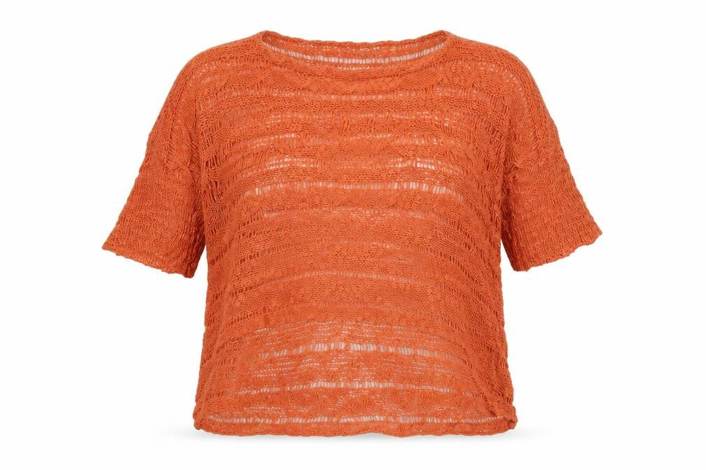 Vouley Vous Womens Orange Round Neck Acrylic Pullover Jumper Size M