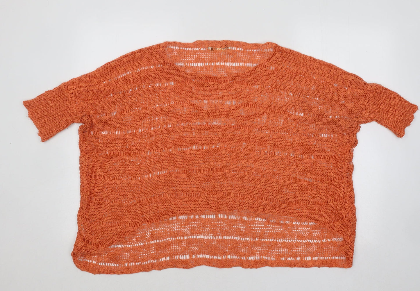 Vouley Vous Womens Orange Round Neck Acrylic Pullover Jumper Size M