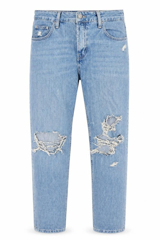 Topshop Mens Blue Cotton Straight Jeans Size 35 in L26 in Regular Button