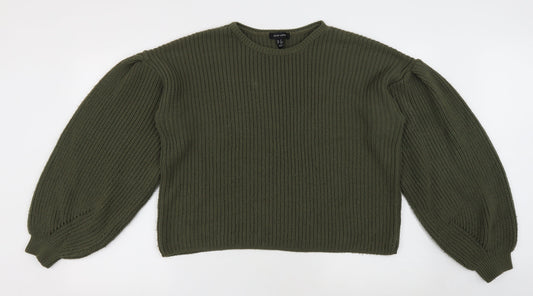 New Look Womens Green Round Neck Acrylic Pullover Jumper Size M