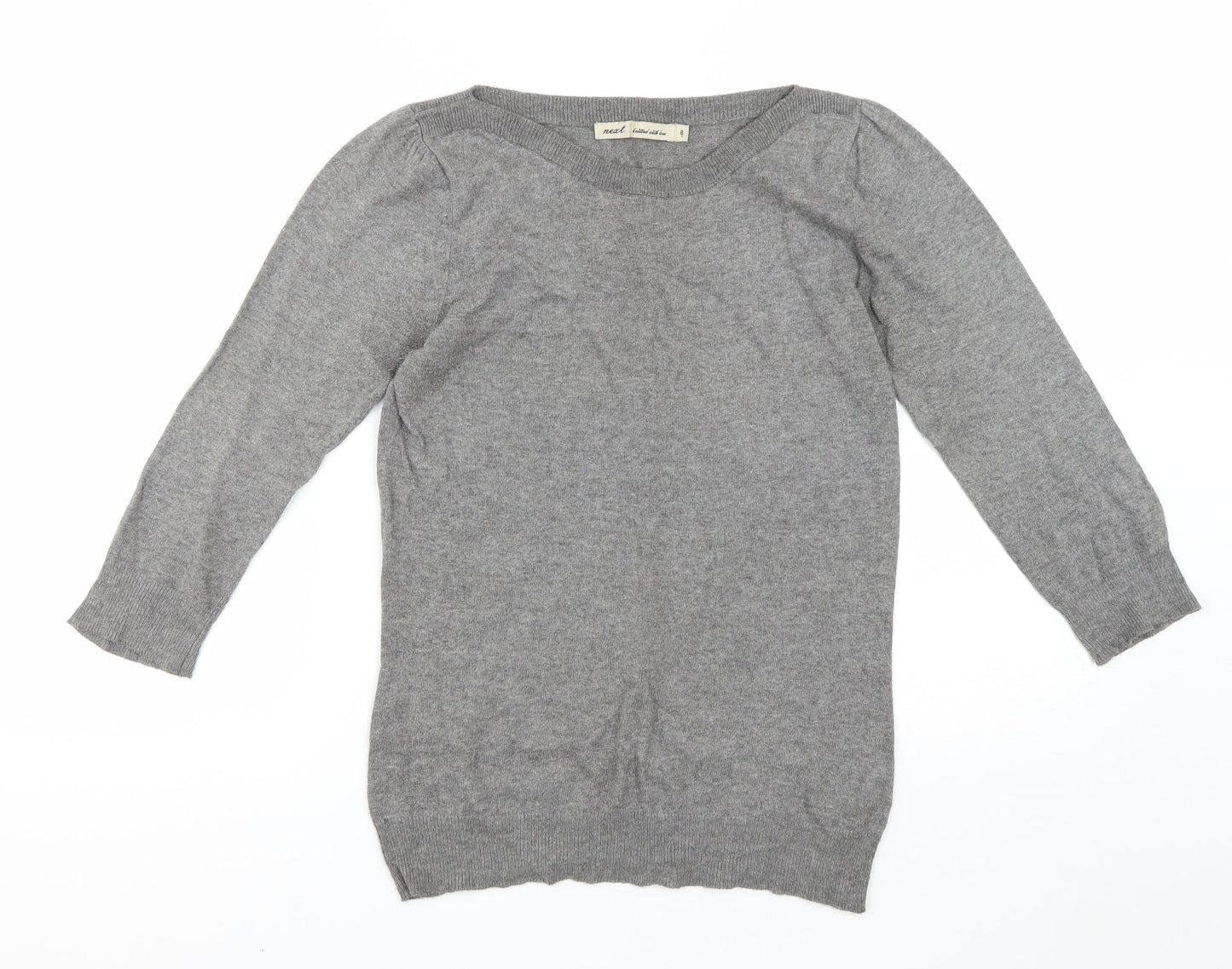 NEXT Womens Grey Boat Neck Cotton Pullover Jumper Size 8
