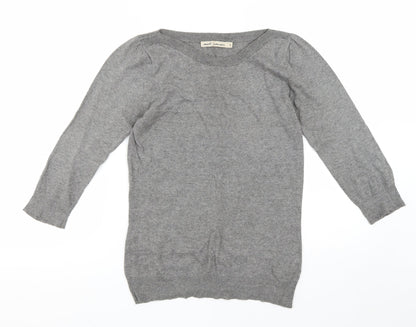 Next Womens Grey Boat Neck Cotton Pullover Jumper Size 8