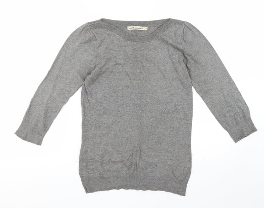 NEXT Womens Grey Boat Neck Cotton Pullover Jumper Size 8