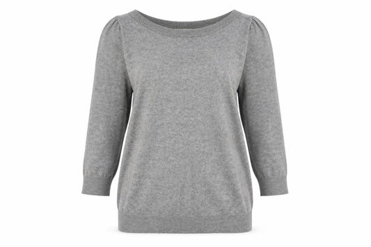 Next Womens Grey Boat Neck Cotton Pullover Jumper Size 8