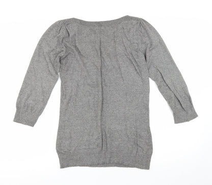 Next Womens Grey Boat Neck Cotton Pullover Jumper Size 8