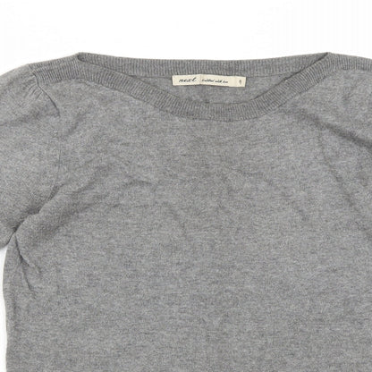 Next Womens Grey Boat Neck Cotton Pullover Jumper Size 8