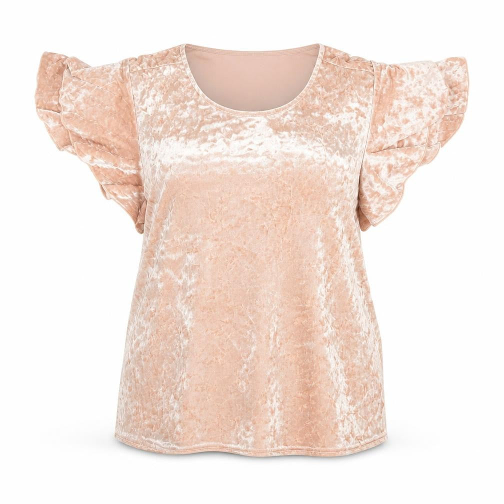 New Look Womens Pink Polyester Basic Blouse Size 14 Round Neck