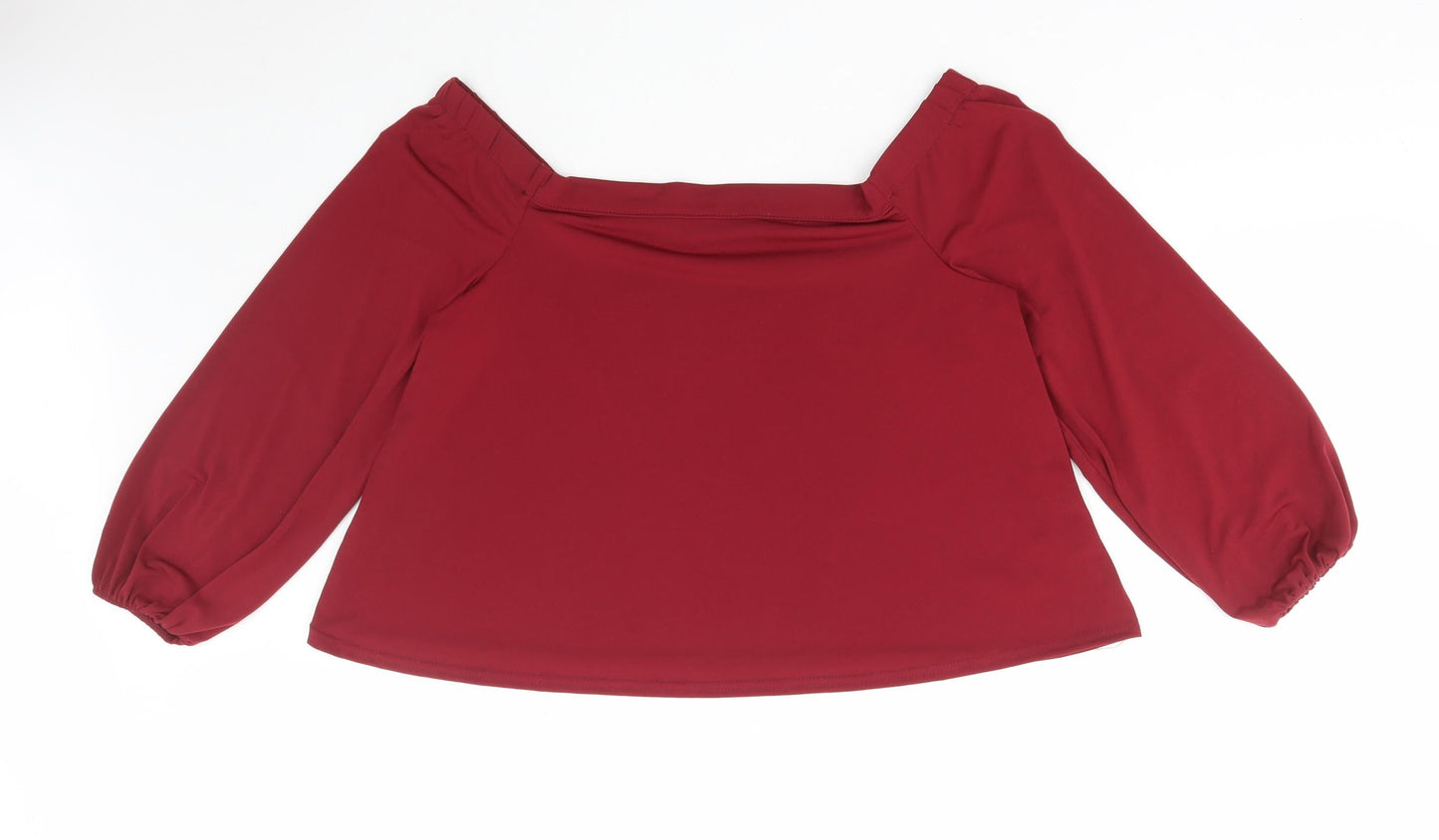 New Look Womens Red Polyester Basic T-Shirt Size 12 Off the Shoulder
