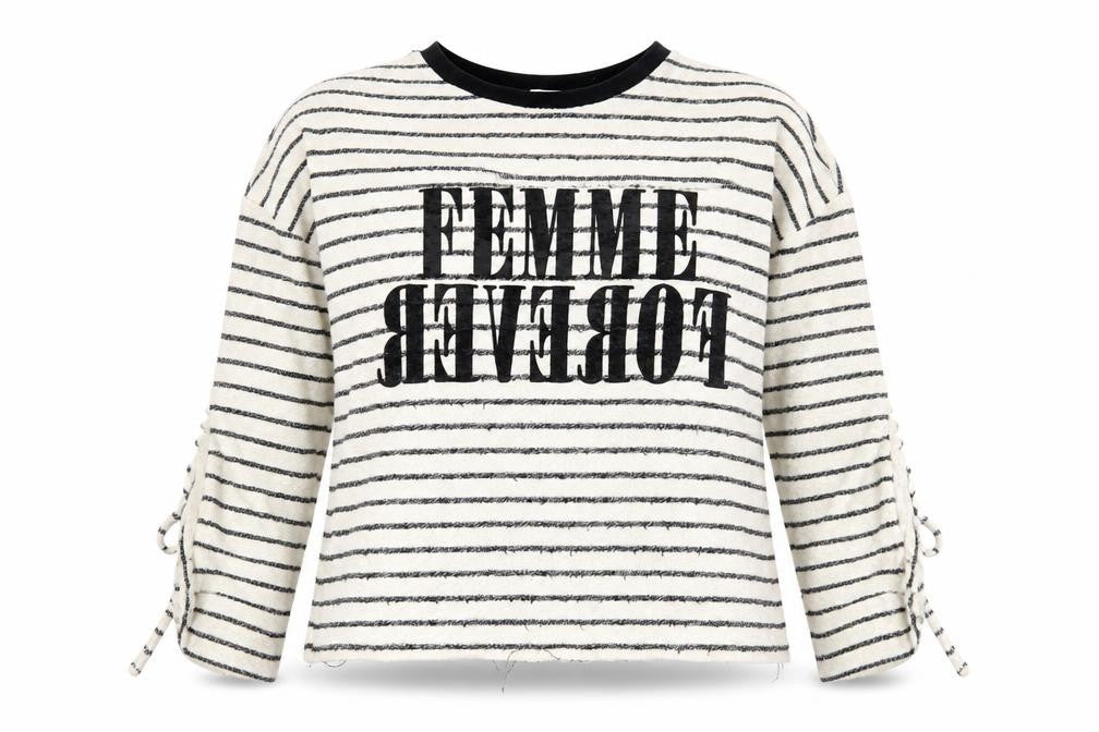 River Island Womens White Striped Cotton Pullover Sweatshirt Size S Pullover - Femme, Cut out sleeve