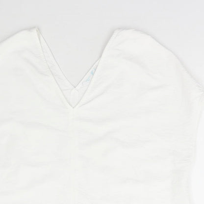Primark Womens White Polyester Basic Blouse Size 6 V-Neck