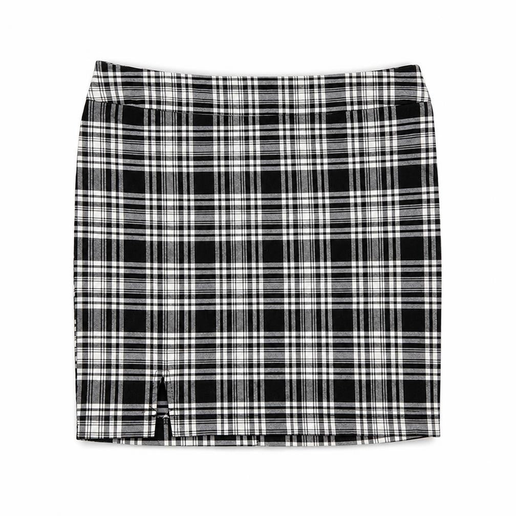 915 Generation Girls Black Plaid Polyester Mini Skirt Size 9 Years Regular Zip