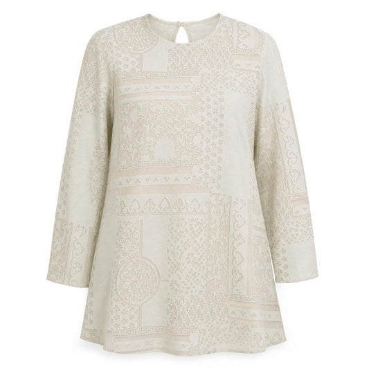 Wallis Womens Beige Viscose A-Line Size 16 Round Neck Button