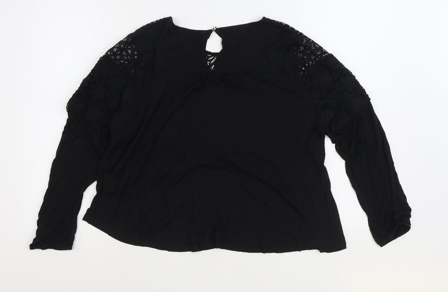 Oasis Womens Black Viscose Basic Blouse Size L Boat Neck