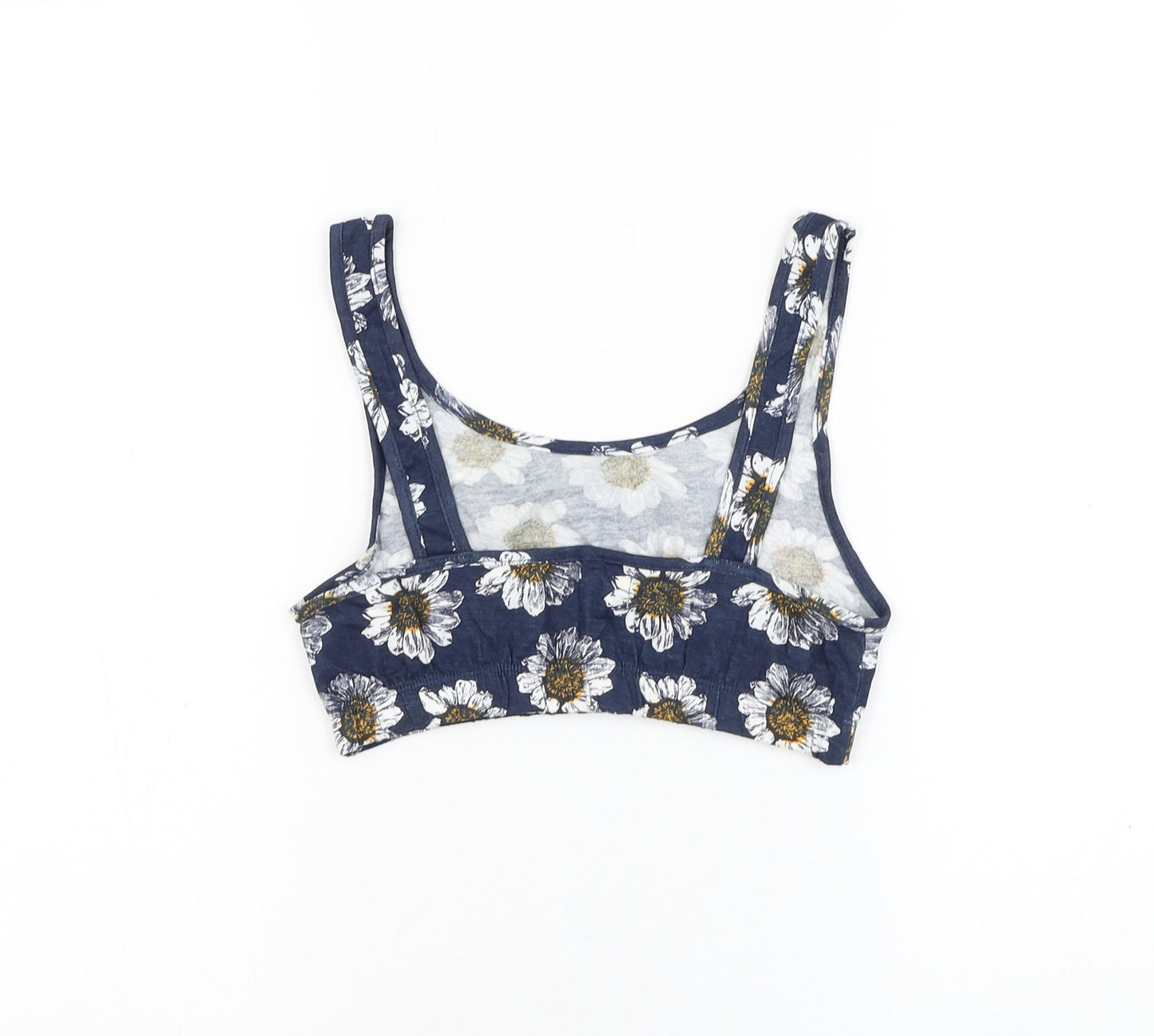 Brave Soul Womens Blue Floral Cotton Cropped Tank Size S Scoop Neck - Daisy