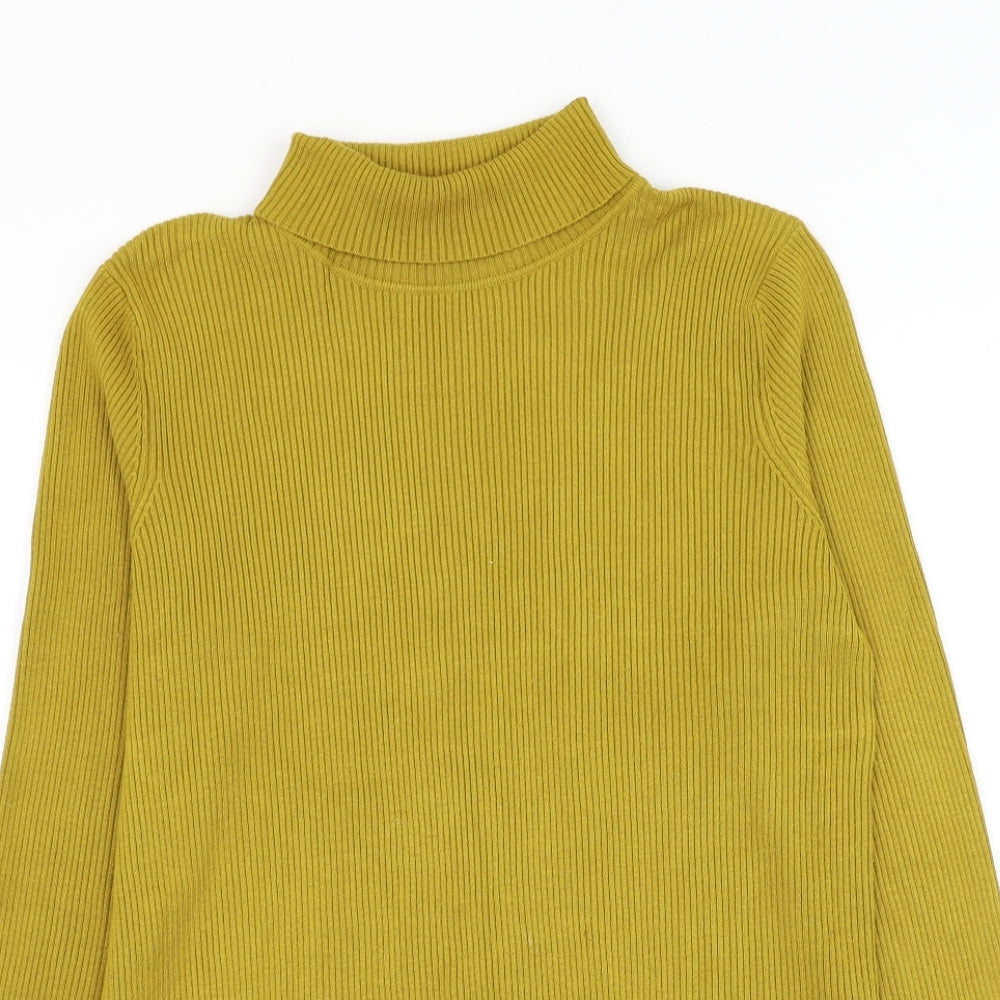 Preworn Womens Yellow Roll Neck Polyester Pullover Jumper Size M