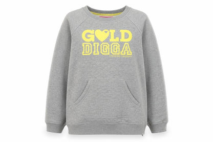 Golddigga Girls Grey Cotton Pullover Sweatshirt Size 13 Years Pullover