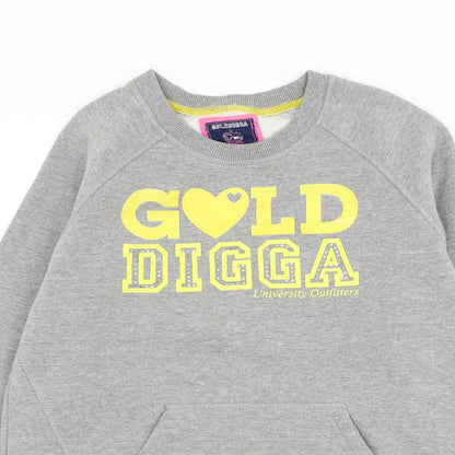 Golddigga Girls Grey Cotton Pullover Sweatshirt Size 13 Years Pullover