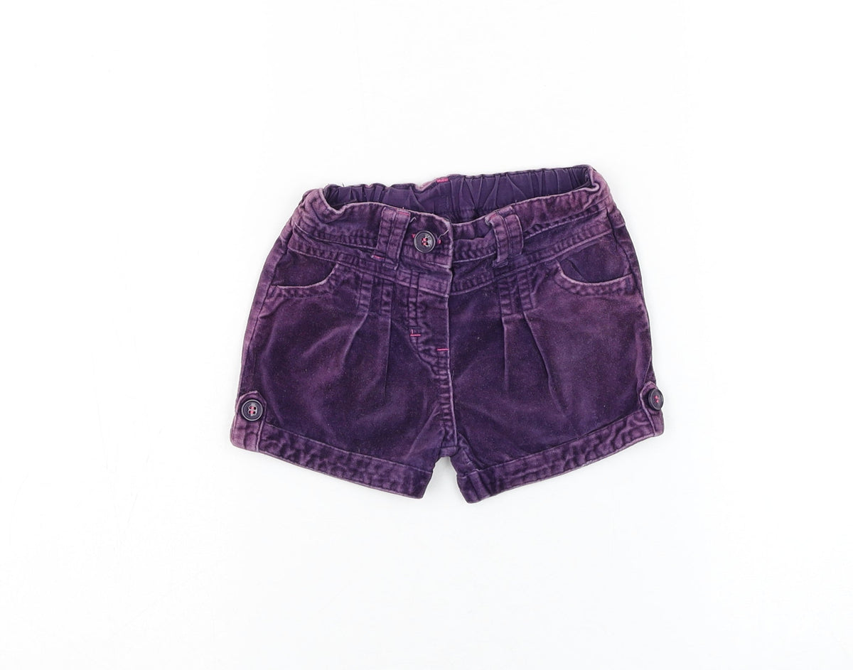 Cherokee Girls Purple Cotton Cropped Trousers Size 9-12 Months Button