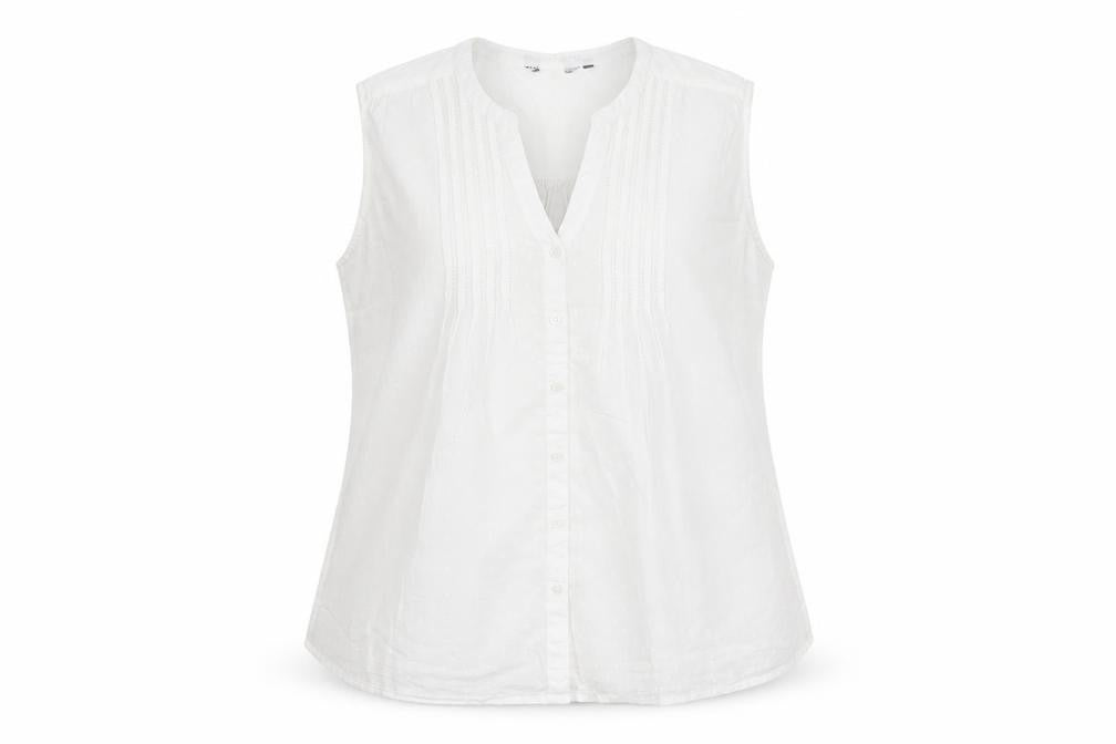 EWM Womens White Cotton Basic Button-Up Size XL V-Neck