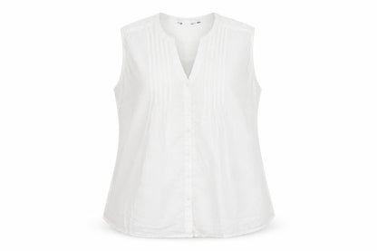 EWM Womens White Cotton Basic Button-Up Size XL V-Neck