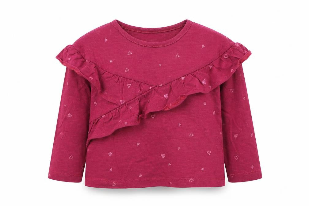 Dunnes Stores Girls Red Cotton Basic T-Shirt Size 4 Years Round Neck Pullover
