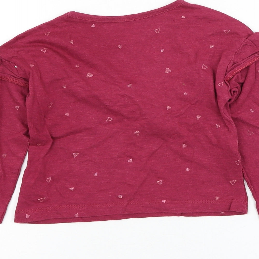 Dunnes Stores Girls Red Cotton Basic T-Shirt Size 4 Years Round Neck Pullover