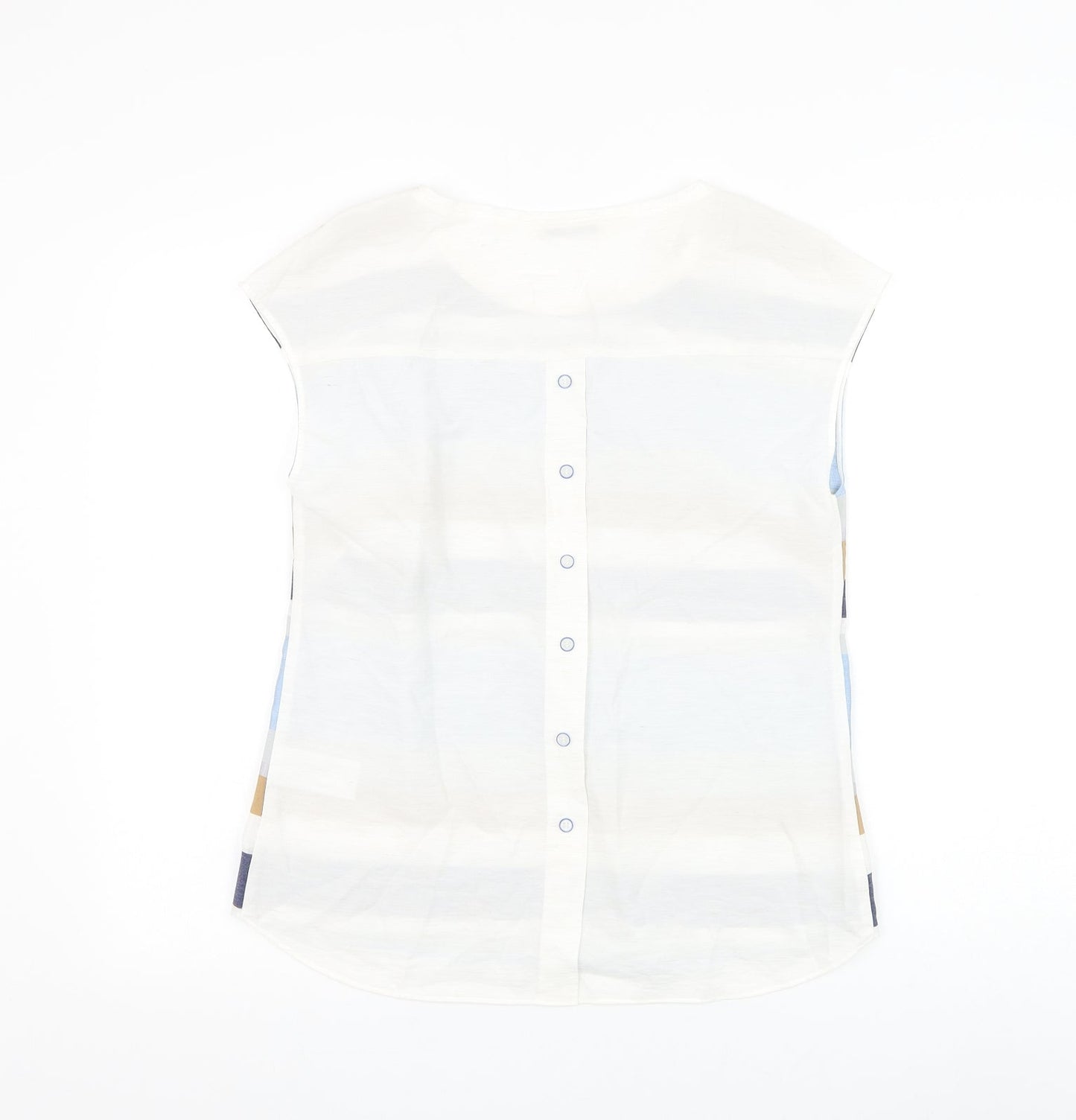 Feria Womens Multicoloured Striped Viscose Basic Blouse Size 8 Round Neck