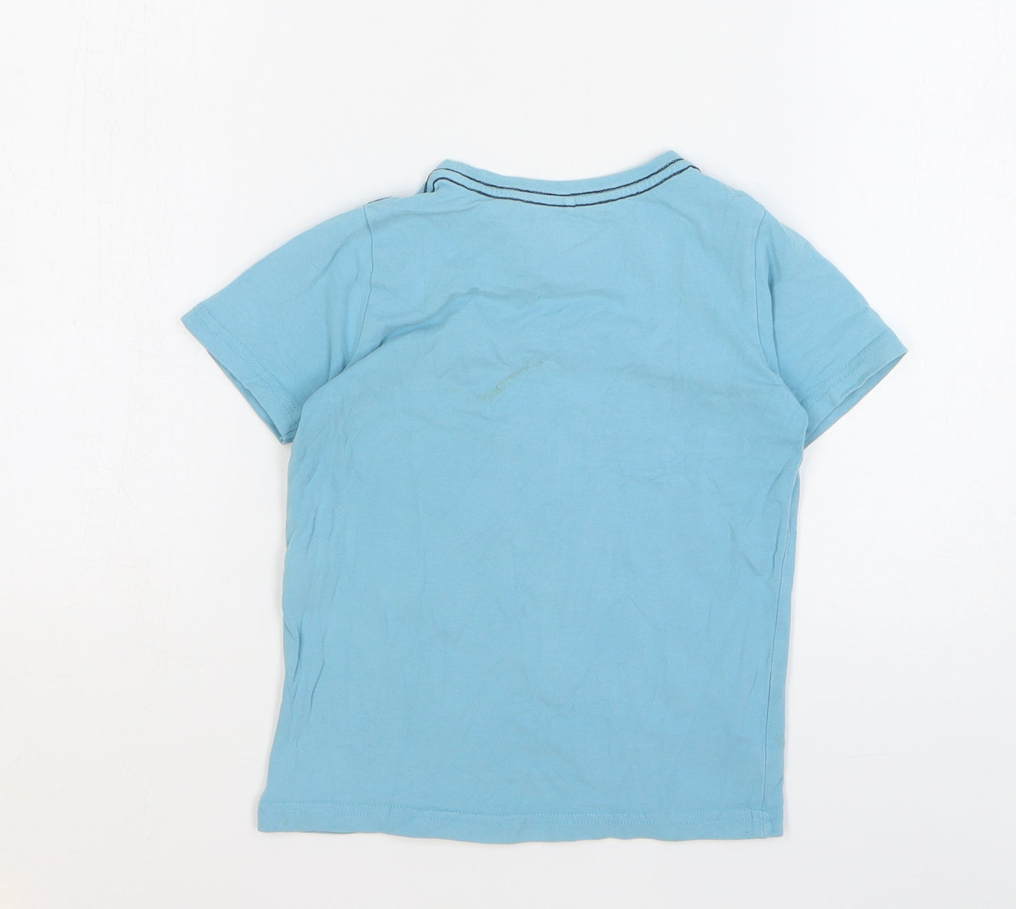 name it Boys Blue Geometric Cotton Basic T-Shirt Size 6 Years Round Neck Pullover