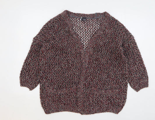 Sparkle & Fade Womens Red V-Neck Acrylic Cardigan Jumper Size M
