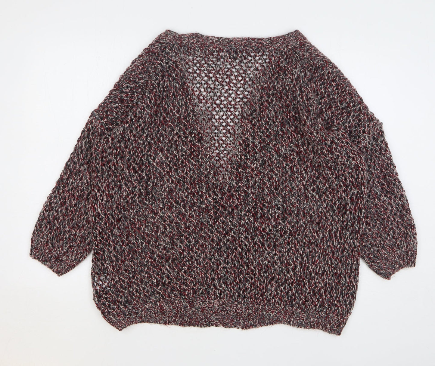 Sparkle & Fade Womens Red V-Neck Acrylic Cardigan Jumper Size M