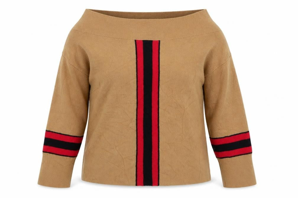 River Island Womens Beige Boat Neck Striped Viscose Pullover Jumper Size 10