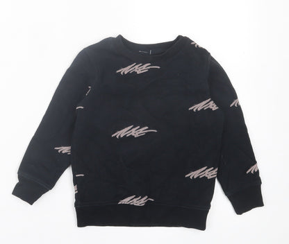 Next Girls Black Geometric Cotton Pullover Sweatshirt Size 3 Years Pullover