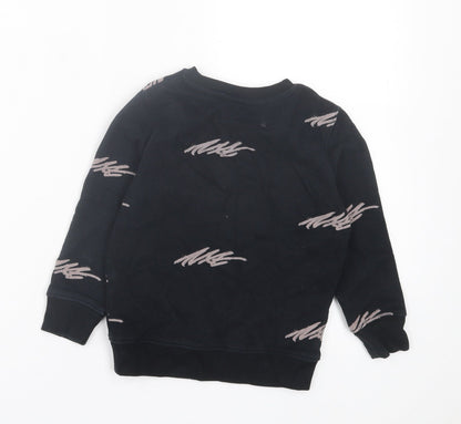 Next Girls Black Geometric Cotton Pullover Sweatshirt Size 3 Years Pullover