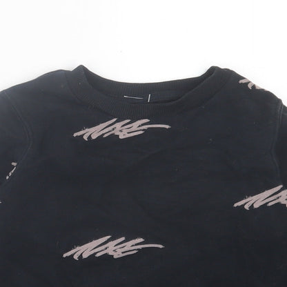 Next Girls Black Geometric Cotton Pullover Sweatshirt Size 3 Years Pullover