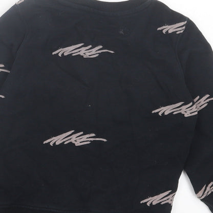 Next Girls Black Geometric Cotton Pullover Sweatshirt Size 3 Years Pullover