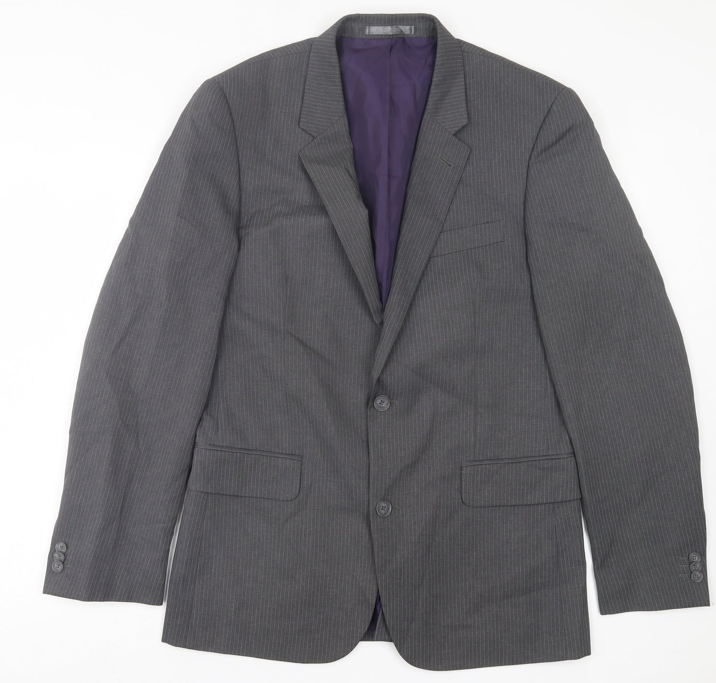 Taylor & Wright Mens Grey Striped Polyacrylate Fibre Jacket Suit Jacket Size 38