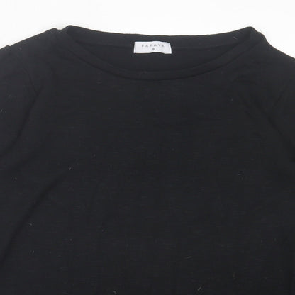 Papaya Womens Black Crew Neck Viscose Pullover Jumper Size 8