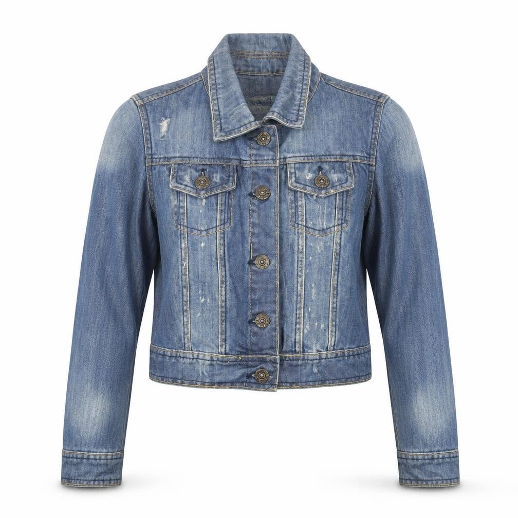 Authentic Womens Blue Jacket Size 8 Button - Distressed