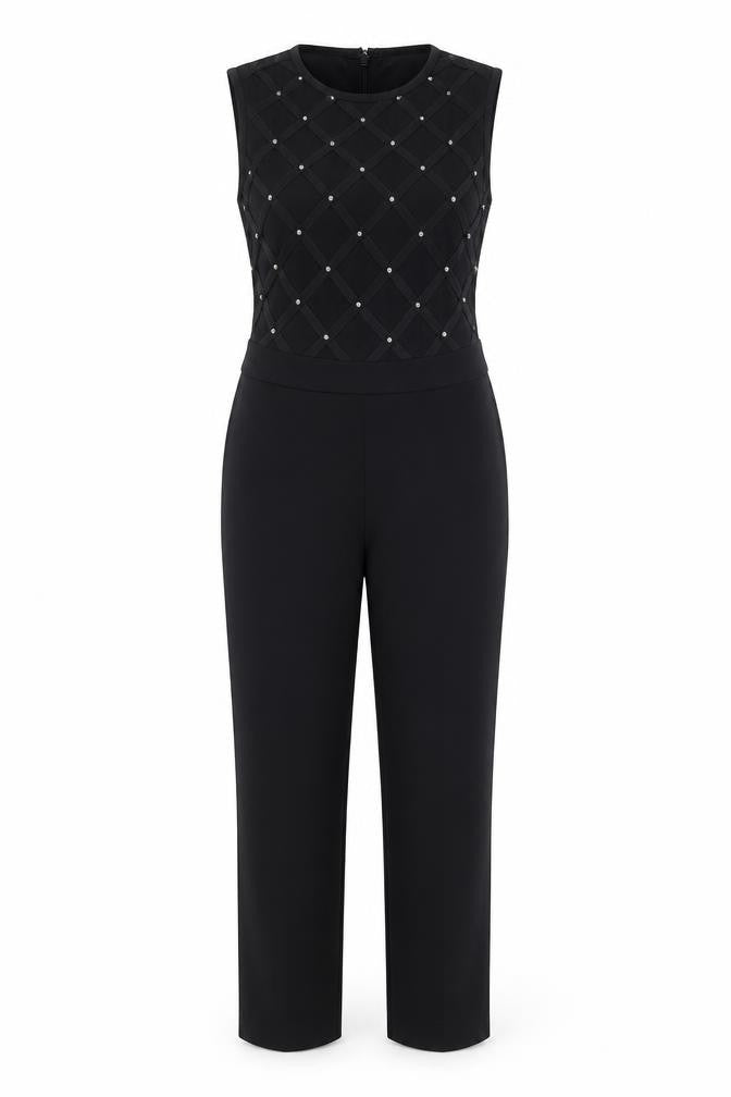 Allyson Womens Black Argyle/Diamond Polyester Jumpsuit One-Piece Size S Zip